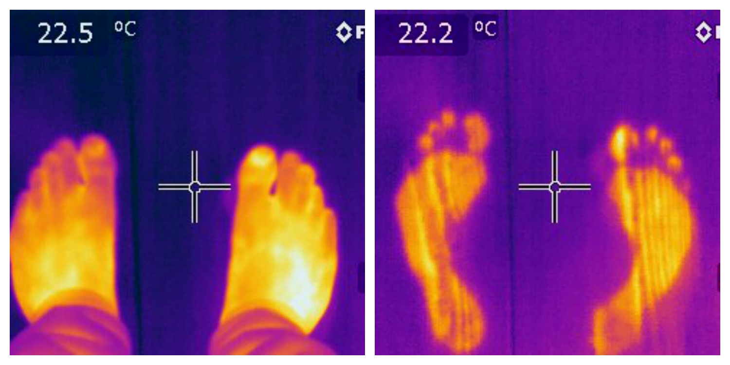 Termografikameraet visualiserer infrarød stråling. Dermed "ser" en temperaturforskjeller.